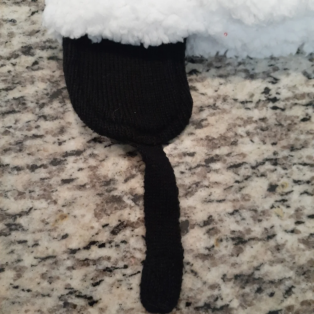 Black & White Furry Bear Ear Flap Hat & Mittens Set NWOT OS Infant